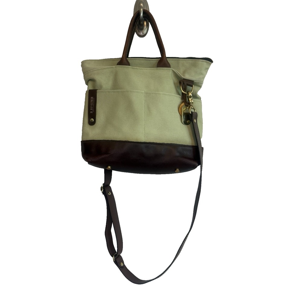 R Riveter Otto Signature Green Fatigue Crossbody Handbag Canvas Leather